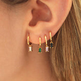 Square Pendant Earrings Stainless Steel Small Hoops Women Jewelry