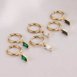 Square Pendant Earrings Stainless Steel Small Hoops Women Jewelry
