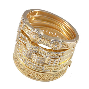 Moroccan Ladies Bracelet Bridal Cuff Full Crystal Wedding Jewelry
