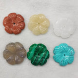 Assorted Carved Natural Stone Flower Charms for Jewelry Making 10pcs/lot