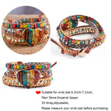 Mixed Natural Stone Bracelet Chakra Heart Leather Chain Bangle