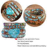 Mixed Natural Stone Bracelet Chakra Heart Leather Chain Bangle