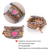 Mixed Natural Stone Bracelet Chakra Heart Leather Chain Bangle