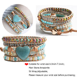 Mixed Natural Stone Bracelet Chakra Heart Leather Chain Bangle