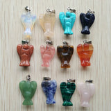 Mixed Stone Angel Charms Pendants 12pcs