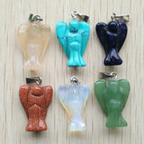 Mixed Stone Angel Charms Pendants 12pcs
