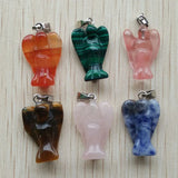 Mixed Stone Angel Charms Pendants 12pcs