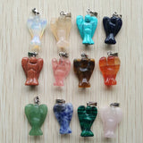 Mixed Stone Angel Charms Pendants 12pcs