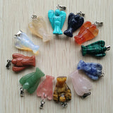 Mixed Stone Angel Charms Pendants 12pcs