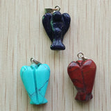 Mixed Stone Angel Charms Pendants 12pcs