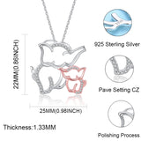Mom Love Child Rose Silver 925 Elephant Necklace