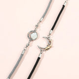 Moon Bracelet Rhinestone Whale Charm Bangle