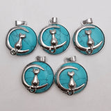 Moon Cat Pendant Natural Stone Kitten Lucky Jewelry Wholesale