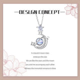 Moon Necklace 925 Silver Glazed Stone Zircon Inlay Chain for Girlfriend Gift