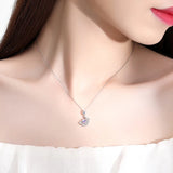 Moon Necklace 925 Silver Glazed Stone Zircon Inlay Chain for Girlfriend Gift