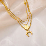 Stainless Steel Moon Pendant Necklaces for Women