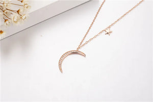 Moon Star Pendant 925 Sterling Silver Necklace Wedding Jewelry