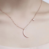 Moon Star Pendant 925 Sterling Silver Necklace Wedding Jewelry