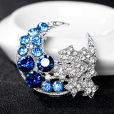 Crystal Moon Brooch for Women, Wedding Party Accessory