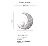 Crystal Moon Brooch for Women, Wedding Party Accessory