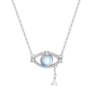 Moonstone Evil Eye Pendant Necklace Silver 925 Zircon Turkey Eye Necklace Women