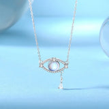 Moonstone Evil Eye Pendant Necklace Silver 925 Zircon Turkey Eye Necklace Women
