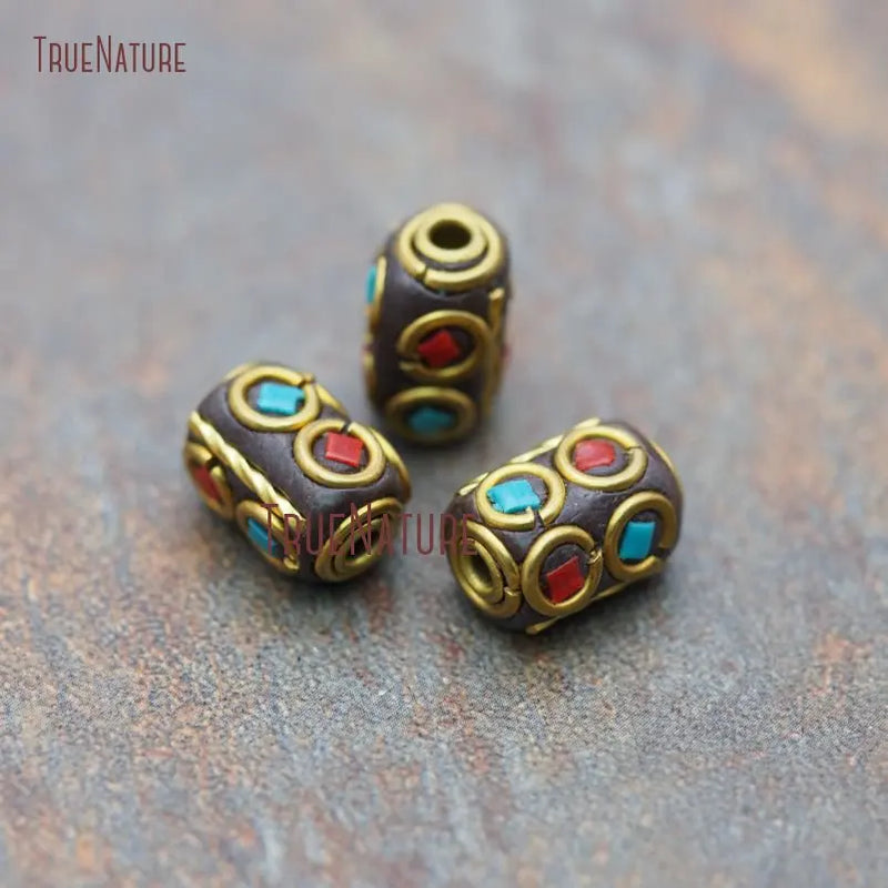 Big Hole Copper Mosaic Art Loose Beads 8x12mm