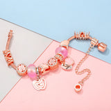 Mom Charm Bracelet with Heart-Shaped Charms and Beads