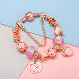 Mom Charm Bracelet with Heart-Shaped Charms and Beads