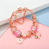 Mom Charm Bracelet with Heart-Shaped Charms and Beads