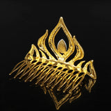 Golden Crystal Bridal Crown Tiara Hair Comb