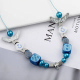 Hip Hop Couple Necklace Smile Skull Dice Drop Oil Rope Jewelry