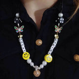 Hip Hop Couple Necklace Smile Skull Dice Drop Oil Rope Jewelry