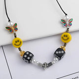 Hip Hop Couple Necklace Smile Skull Dice Drop Oil Rope Jewelry