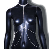 Layer Belly Waist Chain with Neck Crystal Body Chain Kpop Necklace Choker