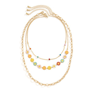 Epoxy Daisy Choker Necklace for Women Party Wedding Beads Chain Neck Collar