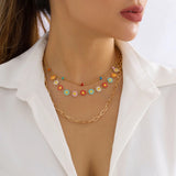 Epoxy Daisy Choker Necklace for Women Party Wedding Beads Chain Neck Collar