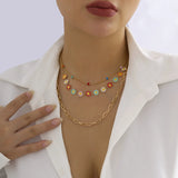 Epoxy Daisy Choker Necklace for Women Party Wedding Beads Chain Neck Collar