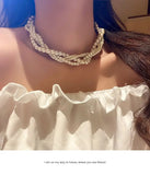 Layer Pearl Pendant Necklace for Women Vintage Baroque Clavicle Chain