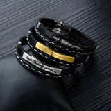 Layer Leather Bracelets for Men & Women, Inspirational Bar Bracelet