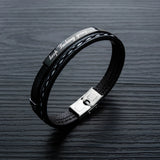 Layer Leather Bracelets for Men & Women, Inspirational Bar Bracelet