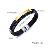 Layer Leather Bracelets for Men & Women, Inspirational Bar Bracelet