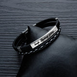 Layer Leather Bracelets for Men & Women, Inspirational Bar Bracelet