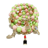 Colorful Acrylic Beads Bracelet with Lipstick/Handbag Charm