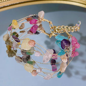 Layered Crystal Stone Beaded Bracelet Hand Jewelry