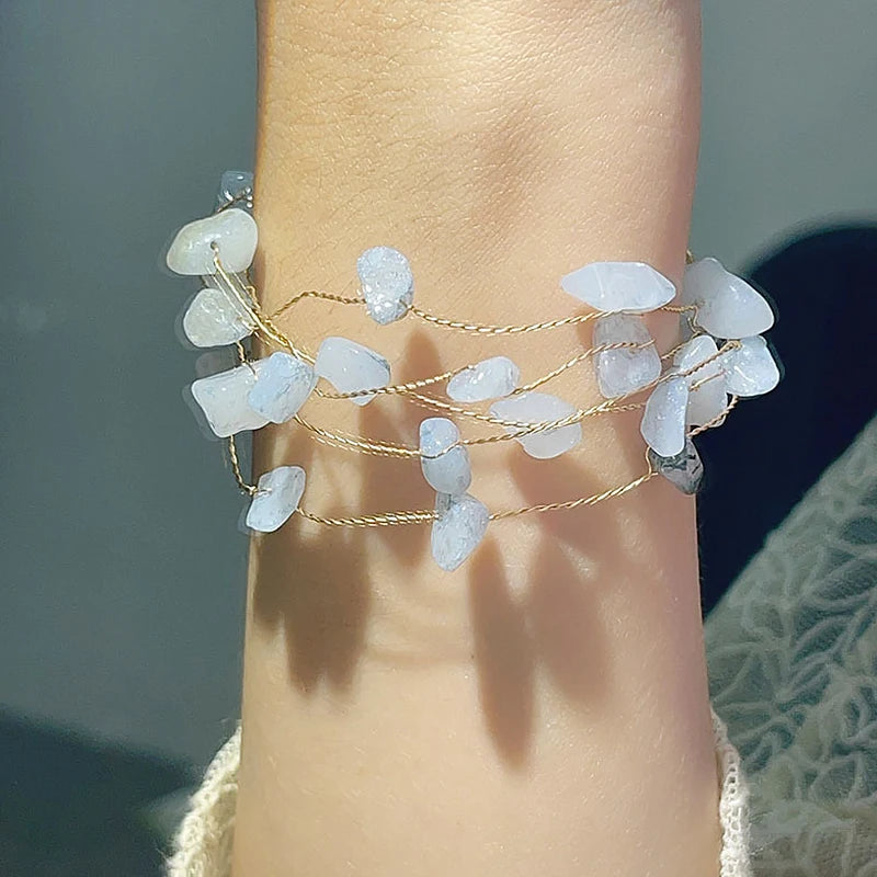 Layered Crystal Stone Beaded Bracelet Hand Jewelry
