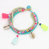 Multi-layer Beads Strand Shell Bracelet Summer Beach Holiday Jewelry