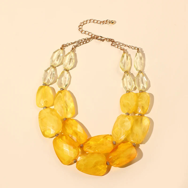 Beaded Choker Necklaces Women's Jewelry Short Colorful Beads Pendant
