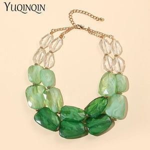 Beaded Choker Necklaces Women's Jewelry Short Colorful Beads Pendant