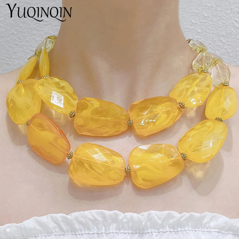 Beaded Choker Necklaces Women's Jewelry Short Colorful Beads Pendant